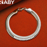 URBABY 925 Silver Bracelet 10MM Snake Bone Chain High-Quality Jewelry Gift