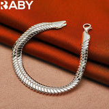 URBABY 925 Silver Bracelet 10MM Snake Bone Chain High-Quality Jewelry Gift