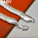 URBABY 925 Silver Bracelet 10MM Snake Bone Chain High-Quality Jewelry Gift