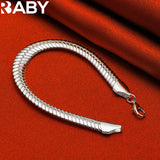URBABY 925 Silver Bracelet 10MM Snake Bone Chain High-Quality Jewelry Gift