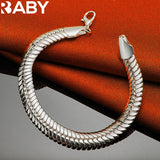 URBABY 925 Silver Bracelet 10MM Snake Bone Chain High-Quality Jewelry Gift