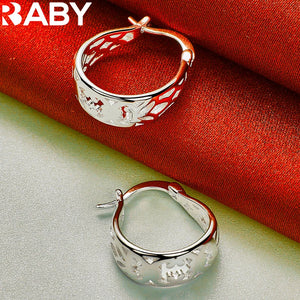 925 Silver Geometric Hoop Earrings for Women Wedding Party Charm Jewelry Gift