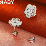925 Sterling Silver Flower Rose Earrings For Women Stud Wedding
