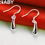 URBABY 925 Silver Water Droplets Drop Earrings Wedding Party Charm Jewelry