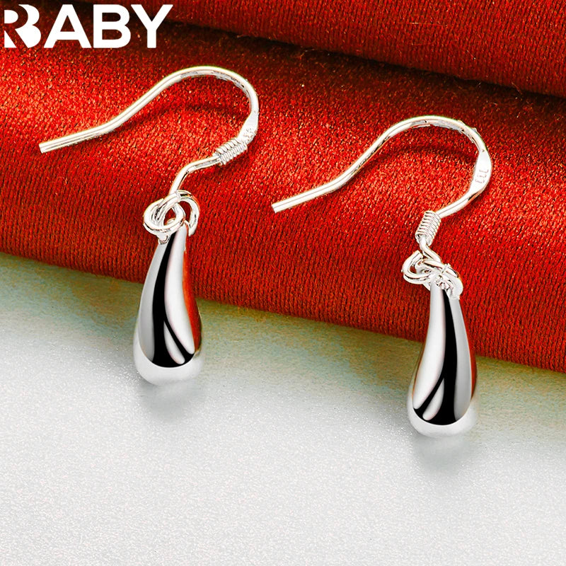 URBABY 925 Silver Water Droplets Drop Earrings Wedding Party Charm Jewelry