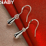 URBABY 925 Silver Water Droplets Drop Earrings Wedding Party Charm Jewelry