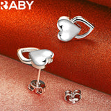 925 Silver Heart Bracelet Earrings Set Women Wedding Jewelry Gift