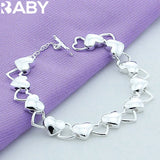 925 Silver Heart Bracelet Earrings Set Women Wedding Jewelry Gift