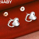 925 Silver Heart Bracelet Earrings Set Women Wedding Jewelry Gift