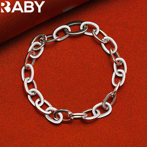 URBABY 925 Silver Circle Chain Bracelet Wedding Engagement Charm Party Jewelry