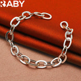 URBABY 925 Silver Circle Chain Bracelet Wedding Engagement Charm Party Jewelry