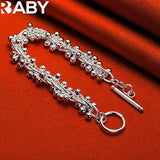 925 Silver Grape Beads Bracelet Chain Lady Wedding Party Jewelry Gift