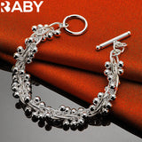 925 Silver Grape Beads Bracelet Chain Lady Wedding Party Jewelry Gift