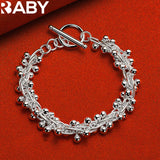 925 Silver Grape Beads Bracelet Chain Lady Wedding Party Jewelry Gift