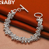 925 Silver Grape Beads Bracelet Chain Lady Wedding Party Jewelry Gift