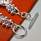 925 Silver Grape Beads Bracelet Chain Lady Wedding Party Jewelry Gift