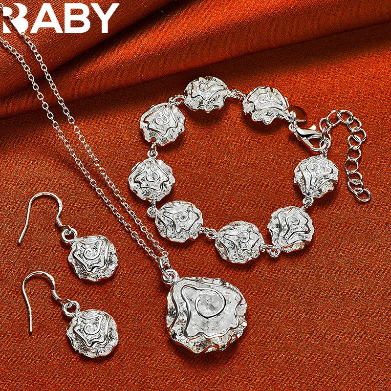 925 Silver Rose Jewelry Set for Wedding Party