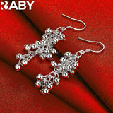 URBABY 925 Silver Grape Beads Bracelet Earrings Set