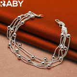 URBABY 925 Silver Grape Beads Bracelet Earrings Set