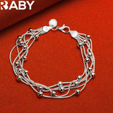 URBABY 925 Silver Grape Beads Bracelet Earrings Set
