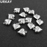 URKAY Stainless Steel Love Heart Charm Pendant 100pcs