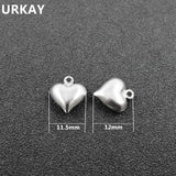 URKAY Stainless Steel Love Heart Charm Pendant 100pcs