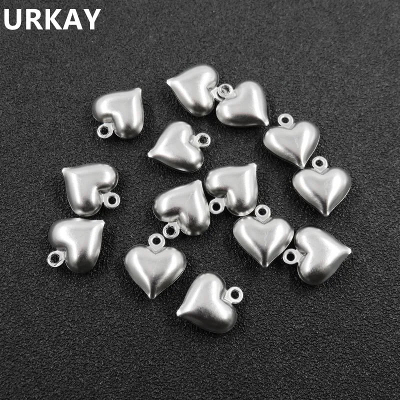 URKAY Stainless Steel Love Heart Charm Pendant 100pcs
