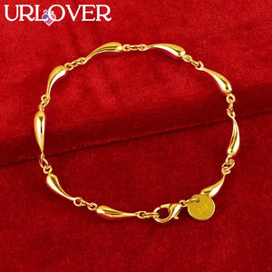24K Water Droplet Link Chain Bracelet For Woman Engagement Jewelry Gift