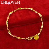 24K Water Droplet Link Chain Bracelet For Woman Engagement Jewelry Gift