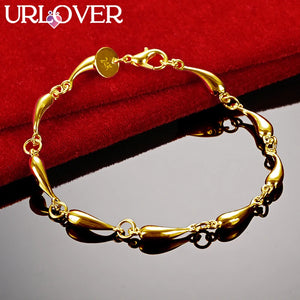 24K Water Droplet Link Chain Bracelet For Woman Engagement Jewelry Gift