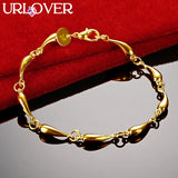 24K Water Droplet Link Chain Bracelet For Woman Engagement Jewelry Gift