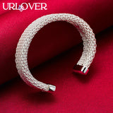 925 Silver Bangle Women 10mm Wide Mesh Opening Bangles