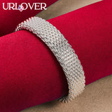 925 Silver Bangle Women 10mm Wide Mesh Opening Bangles
