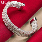 925 Silver Bangle Women 10mm Wide Mesh Opening Bangles