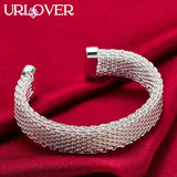 925 Silver Bangle Women 10mm Wide Mesh Opening Bangles