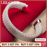 925 Silver Bangle Women 10mm Wide Mesh Opening Bangles