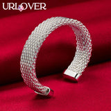 925 Silver Bangle Women 10mm Wide Mesh Opening Bangles
