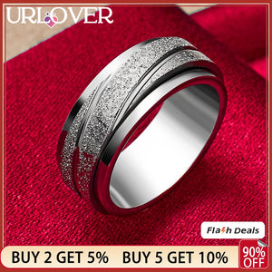 925 Silver Rotatable Ring Frosted Party Wedding Jewelry