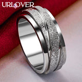 925 Silver Rotatable Ring Frosted Party Wedding Jewelry