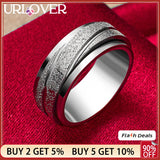 925 Silver Rotatable Ring Frosted Party Wedding Jewelry