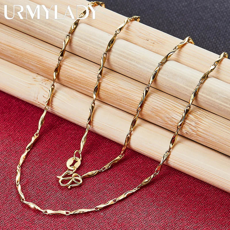 24K Clavicle Chain Necklace Wedding Engagement Party Jewelry