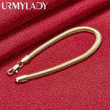 24K Flat Snake Chain Bracelet Men Wedding Party Gift Jewelry