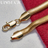 24K Flat Snake Chain Bracelet Men Wedding Party Gift Jewelry