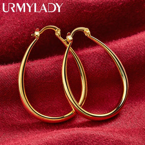 24K Water Drop Earrings Wedding Engagement Gift Charm Jewelry