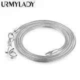 925 Silver 5pcs/Lot 1MM Snake Chain Necklace for Women Men