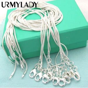 925 Silver 5pcs/Lot 1MM Snake Chain Necklace for Women Men