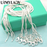 925 Silver 5pcs/Lot 1MM Snake Chain Necklace for Women Men