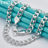 925 Silver 10MM Side Chain Necklace Men Women Charm Jewelry