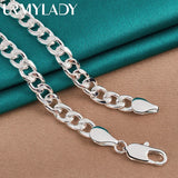 925 Silver 10MM Side Chain Necklace Men Women Charm Jewelry
