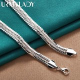 925 Silver 10mm Flat Snake Chain Necklace Women Wedding Party Gift